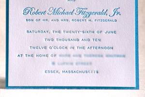 Destination wedding pocketfold invitation.  2-color flat printed on Stardream 