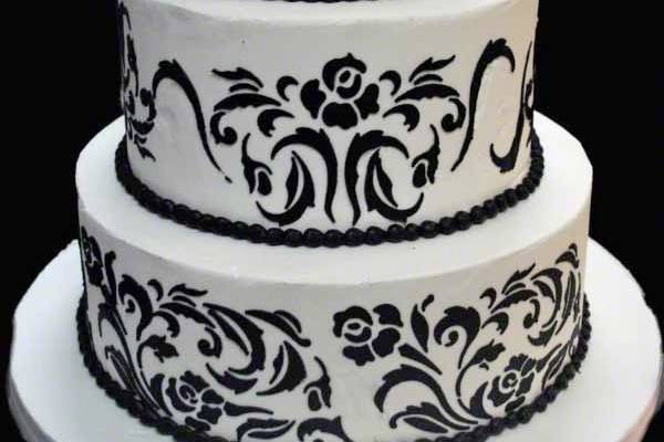 Wedding cake with black pattern
