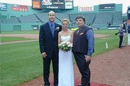 Jimmy Jay DJ for wedding on the field at Fenway Park.