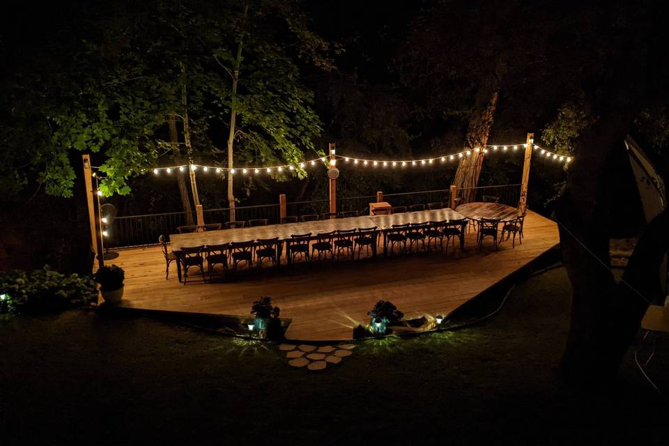 Night lights on dining deck