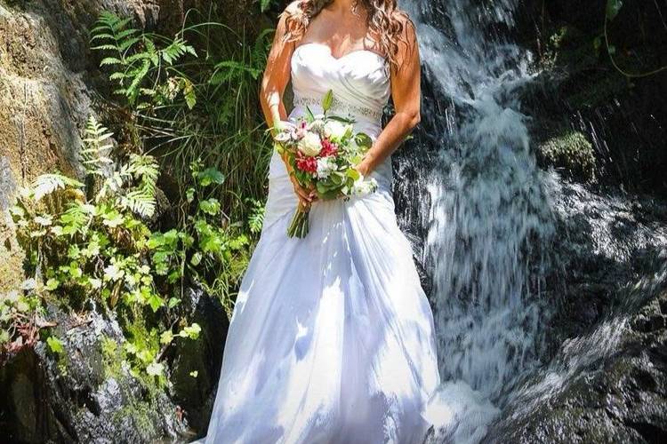 Bride in the waterfall