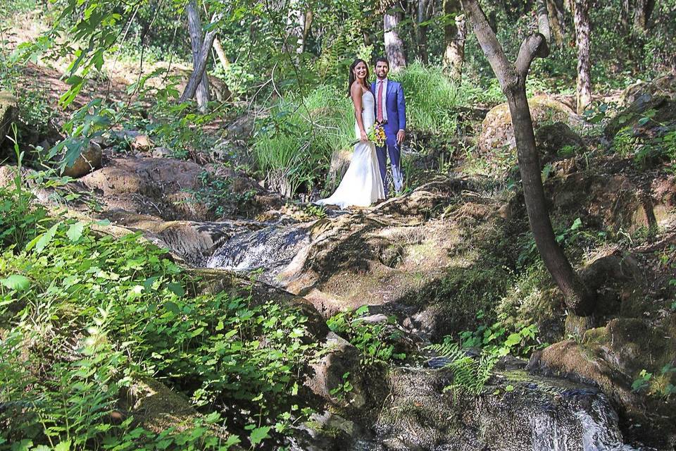 Wedding couple in cascades