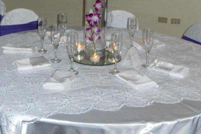 Table setup with centerpiece