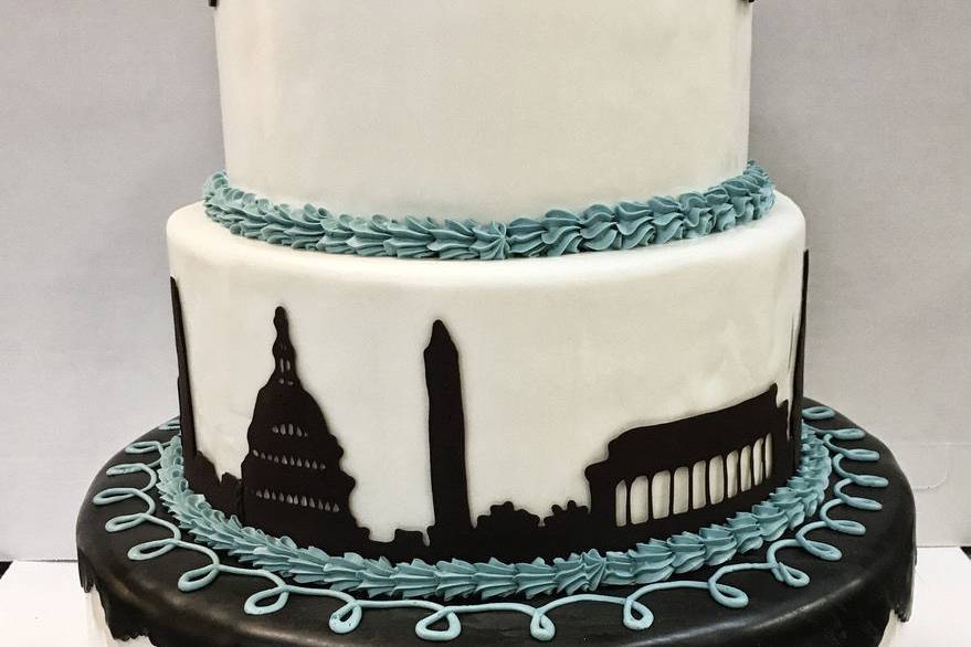 Wedding cake with city design