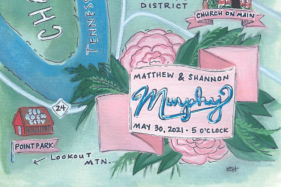 Chattanooga, TN Wedding Map