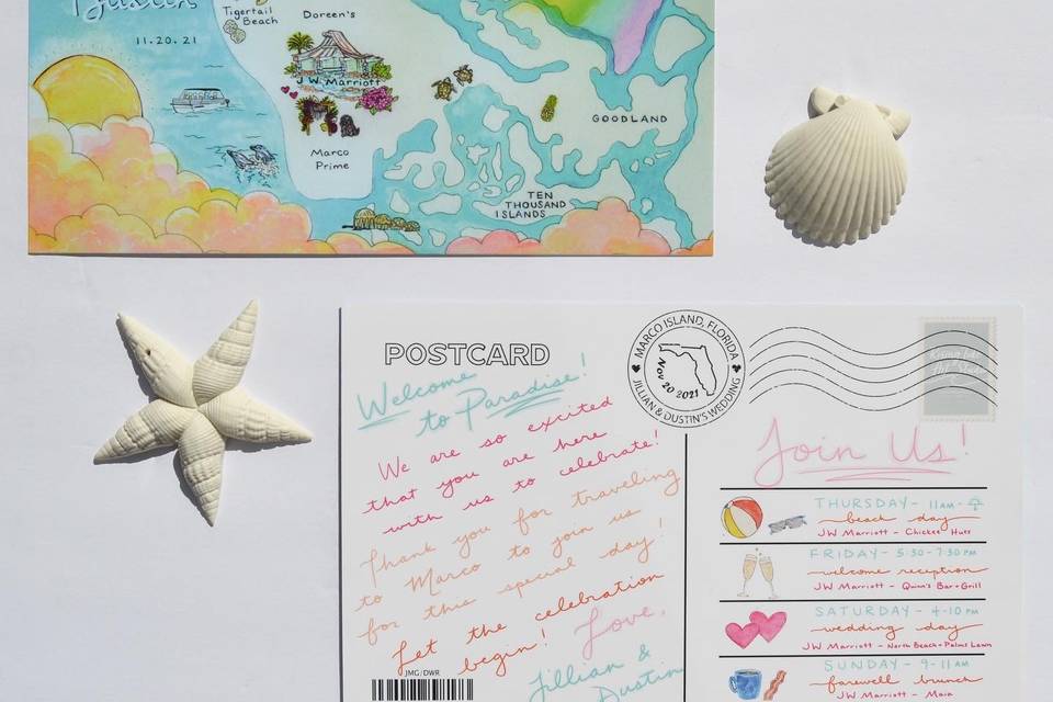 Marco Island, FL Map Postcards