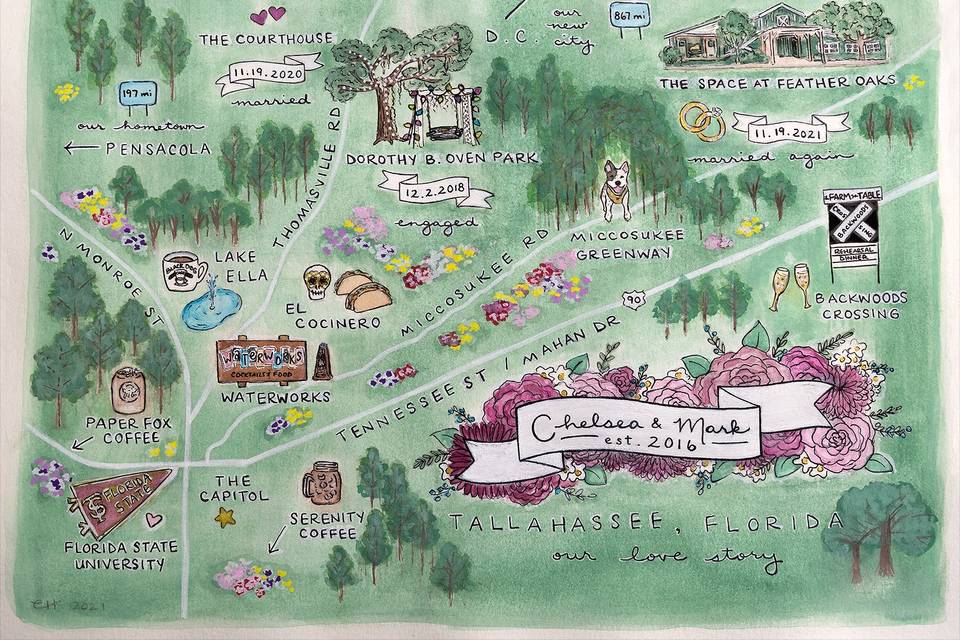 Tallahassee, FL Wedding Map