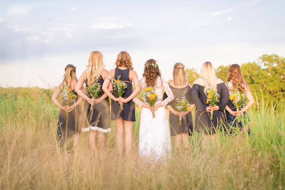 The bride with her bridesmaids