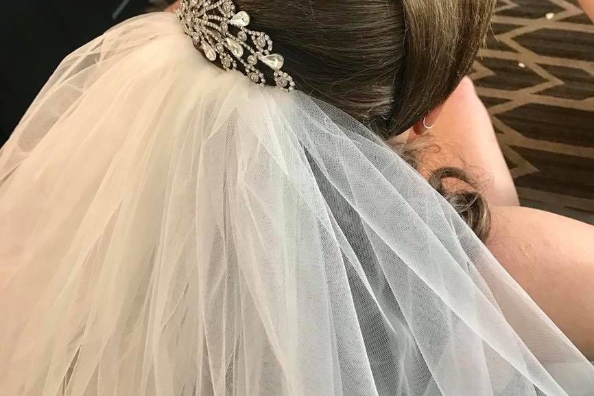 Bridal Updo with veil