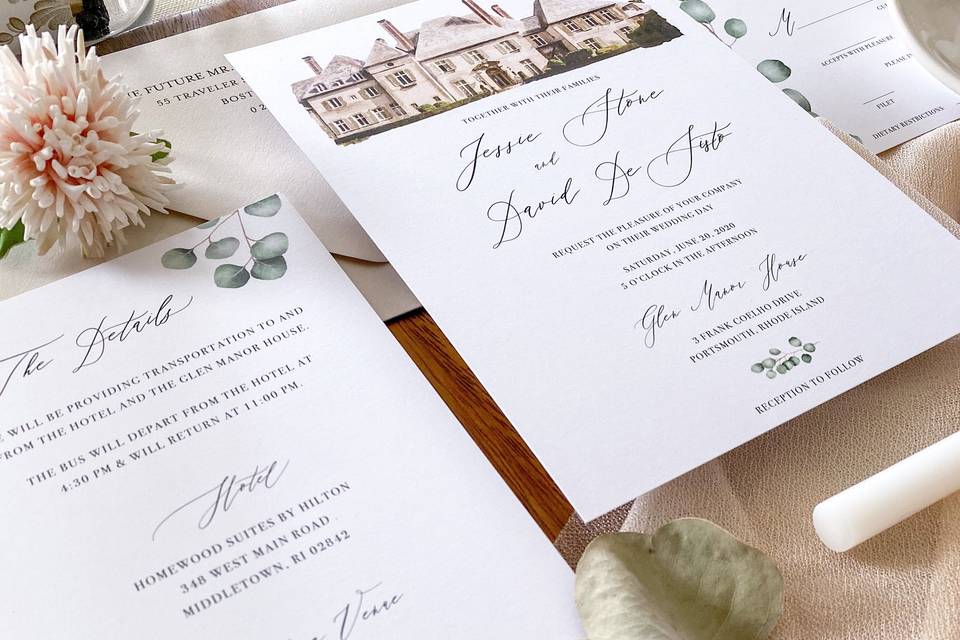 Custom Wedding Invitation, RI