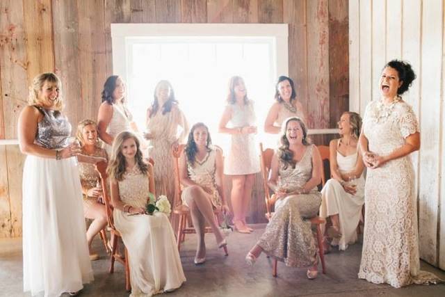 The bride with her bridesmaids