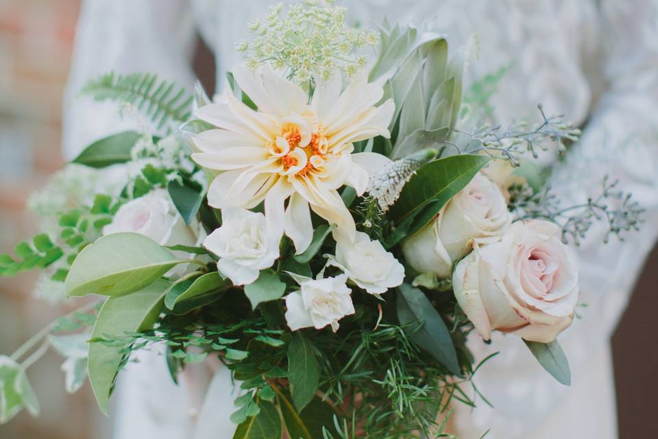 The bride holding her bouquet