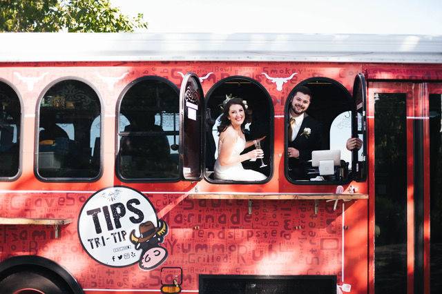 Newlyweds in the trolley