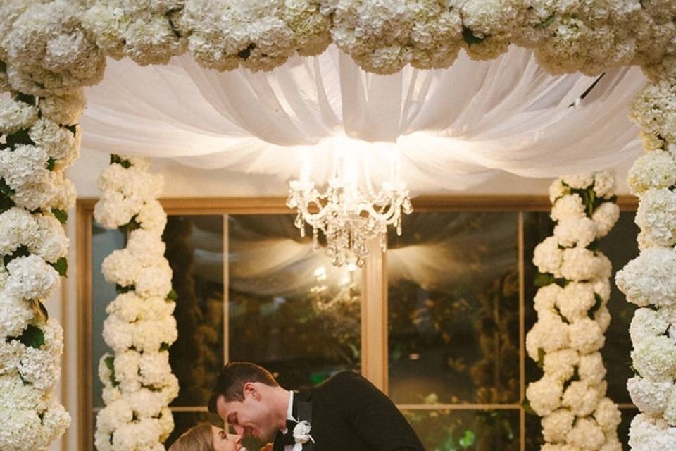 Beautiful Fresh Hydrangea Canopy created for Shelby & Nick wedding at Chapel Ana Villa