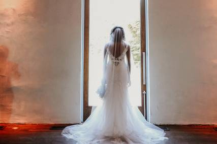 Bride taking in the park view