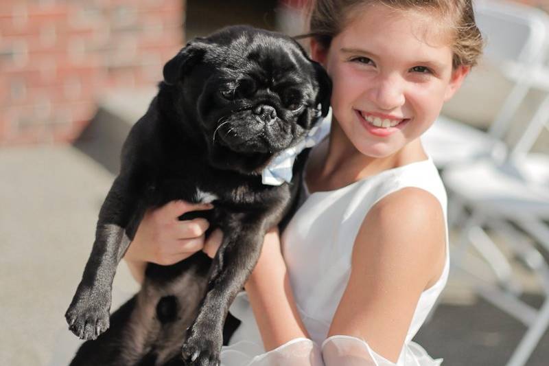 Flower girl and Pug