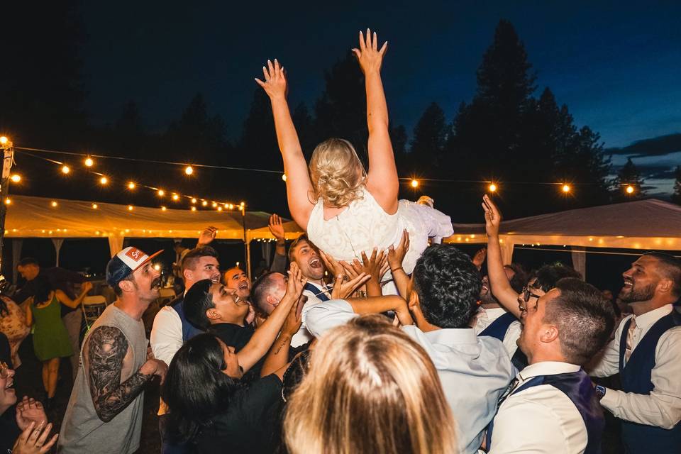 Bride crowd surfing