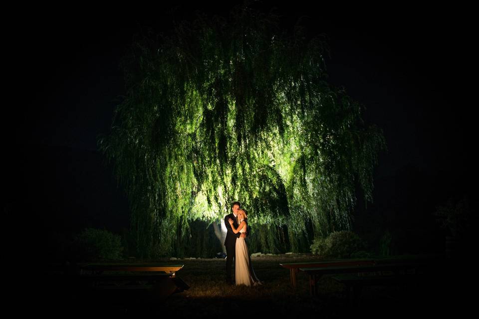 Newlyweds under the lights