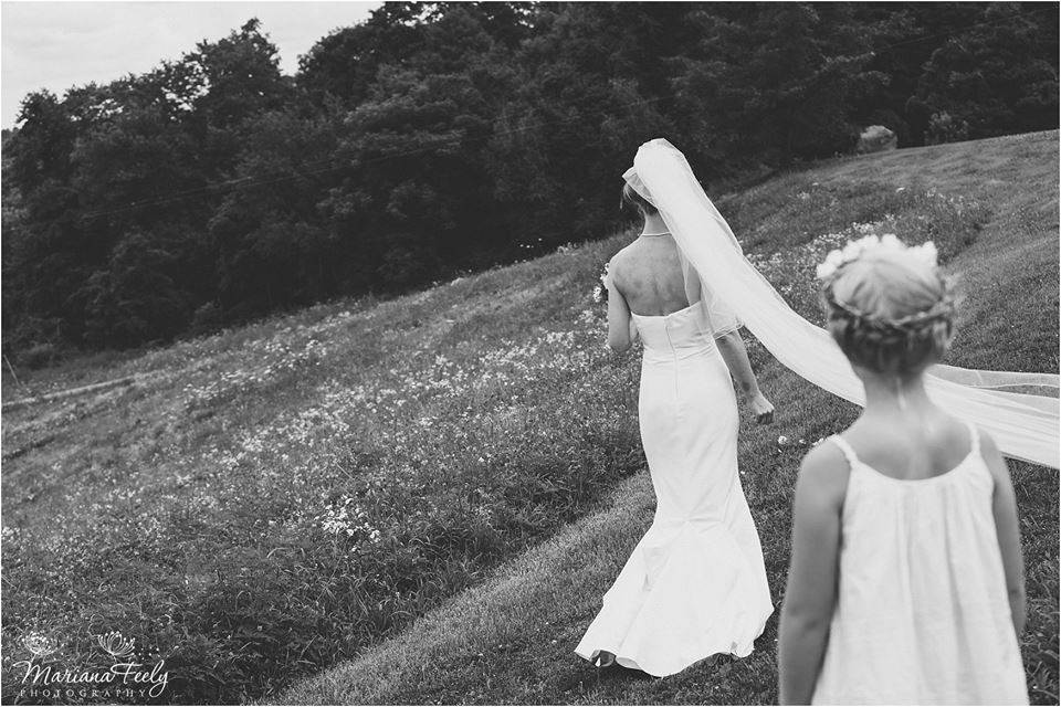 Bride and flower girl