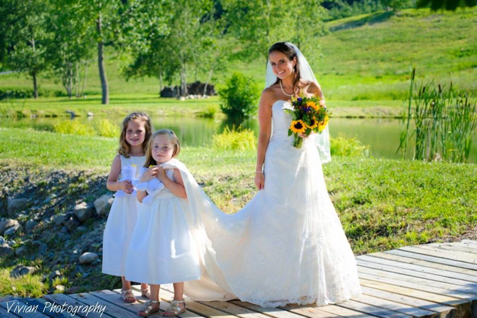 Bride with the flower girls