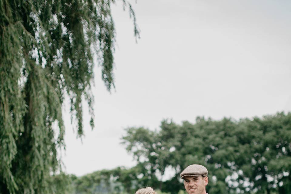 Newlyweds walking