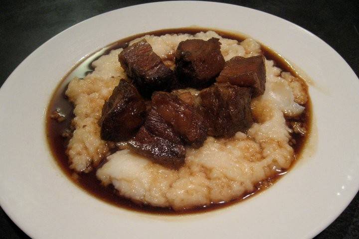 Sake Braised Pork Belly with Scallop Congee