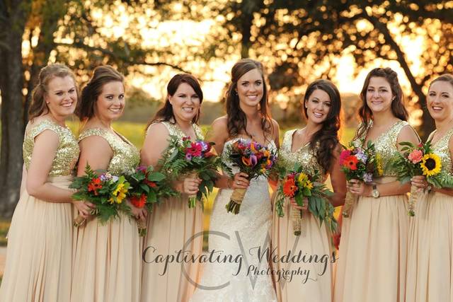 Bride and her groomsmen
