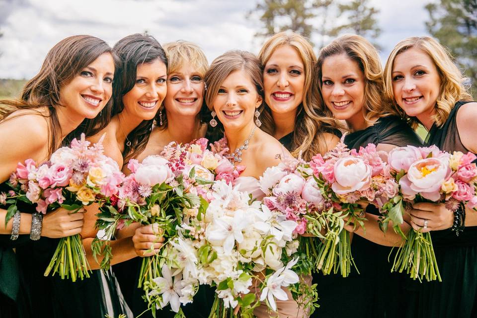 Bouquets of the bride and bridesmaids