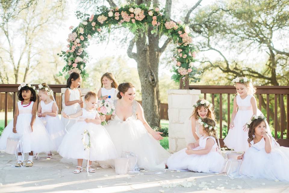 Bride and the little girls