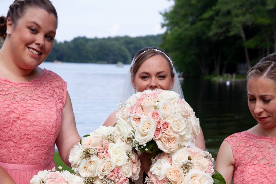 Bride with bridesmaids