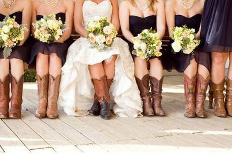 The bride and her bridesmaids