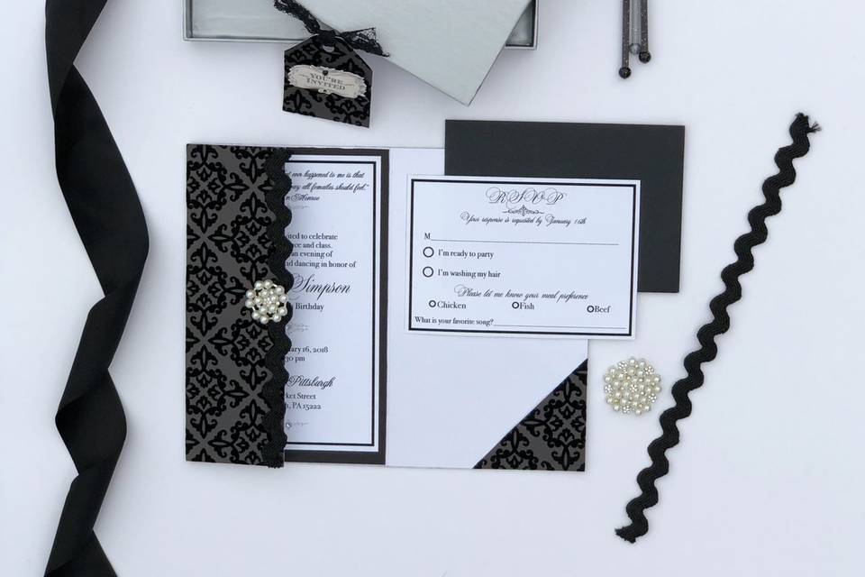 Black Velvet Box Invite