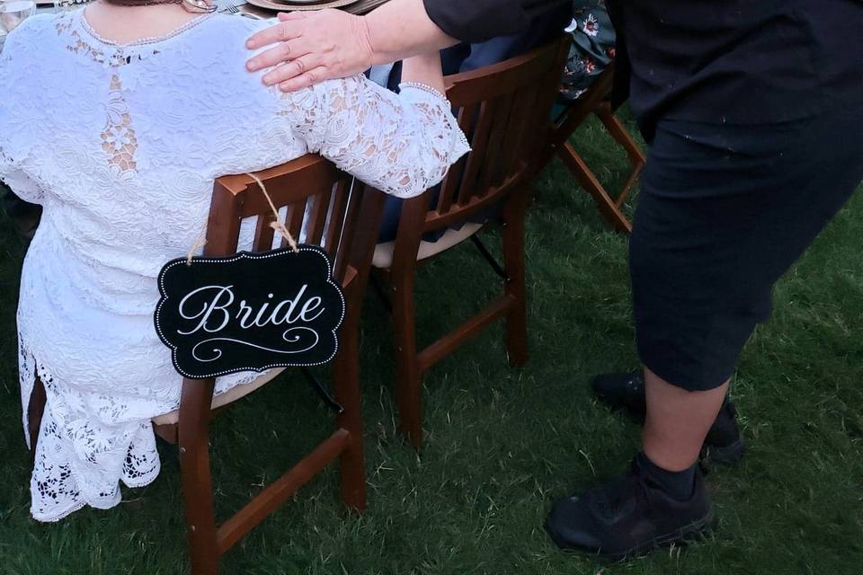 Bride and Groom with Chef Lora