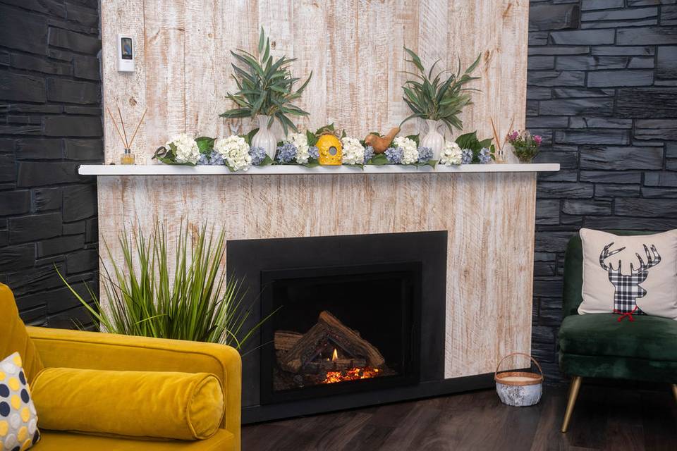 Gas fireplace at the Birch