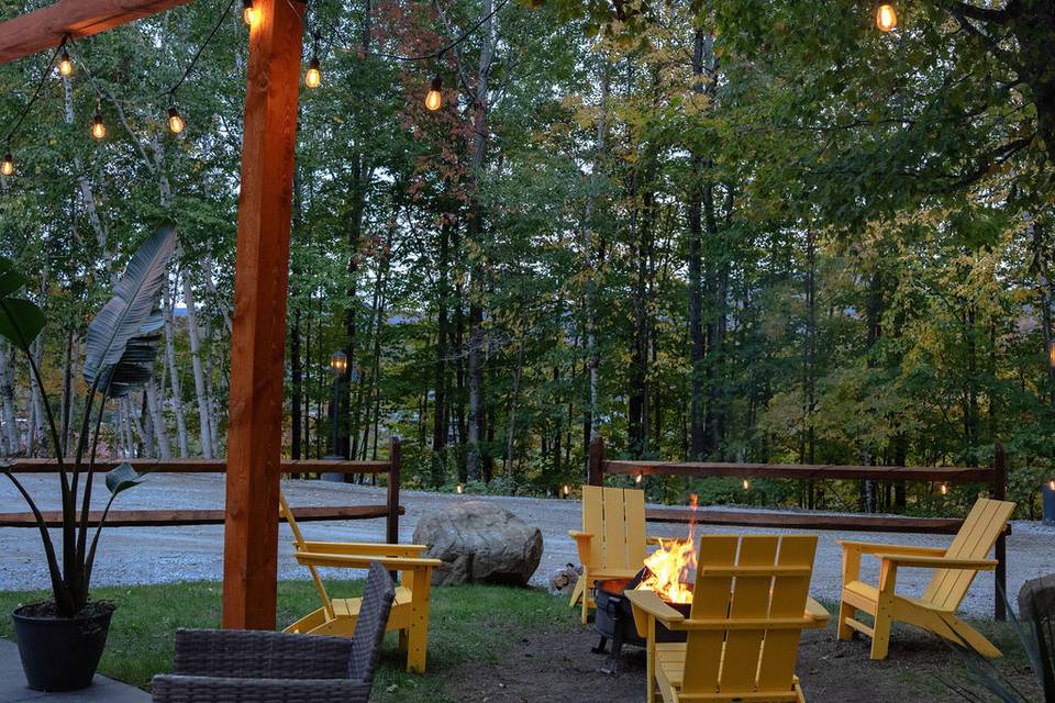 Fire pit area at dusk