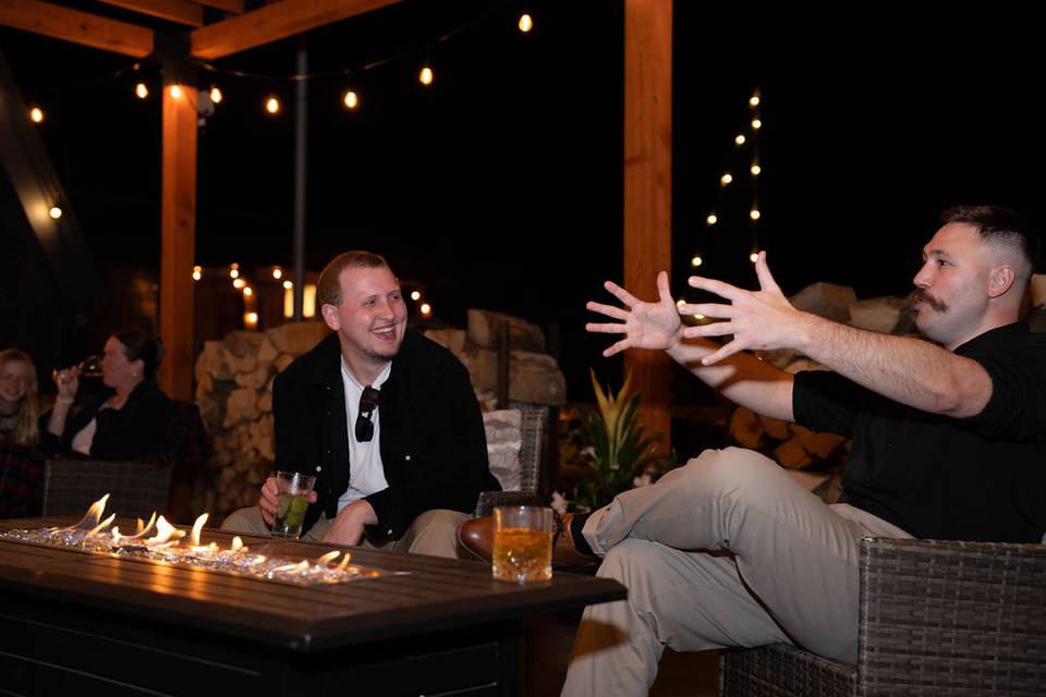 Patio area with gas fire table