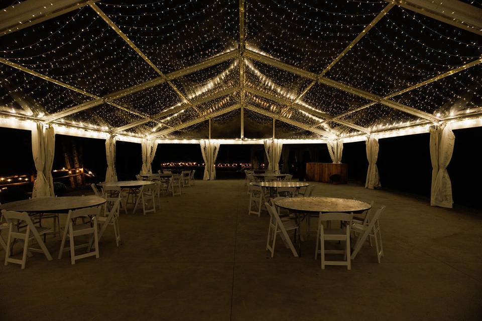 Under the tent at Birch
