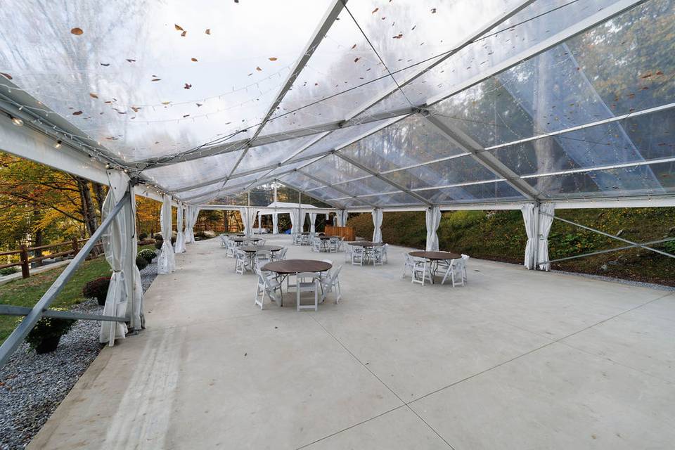Under the tent at Birch