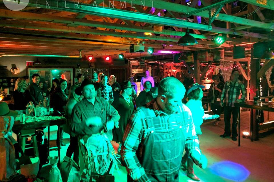 DJ Brett leading line dances at KinderMusik Event at Old Rugged Barn 4.14.18!