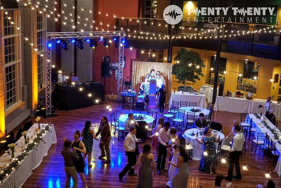 Dance Floor Lighting, DJ services & Photo Booth for wedding reception 6.9.18 at Hansen Student center at Illinois Wesleyan University!!