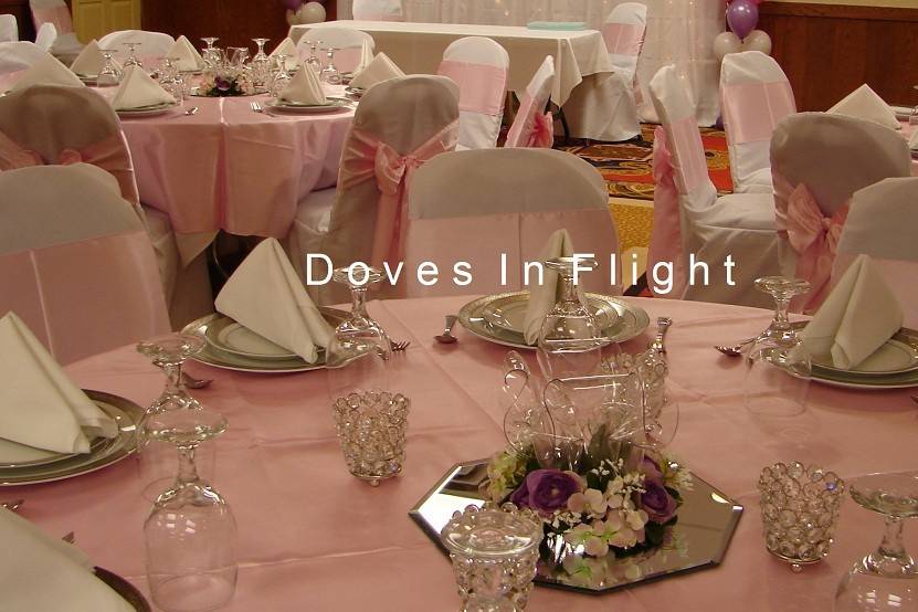 Baby pink table linens
