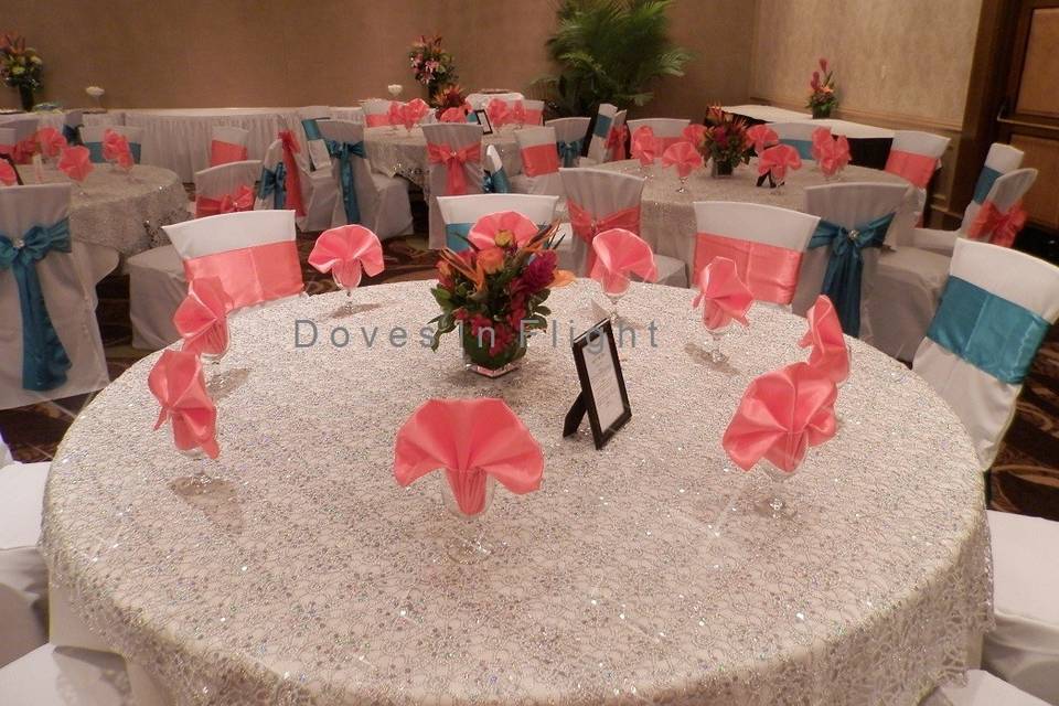 Doves in Flight Decorating / Chair Covers of Lansing