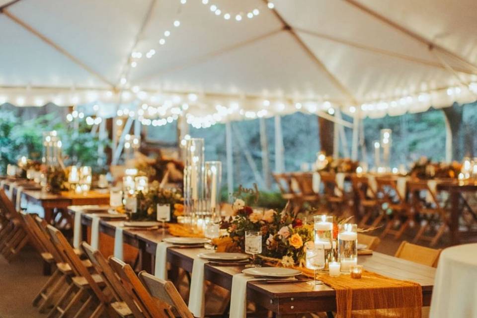String Lit White Tent