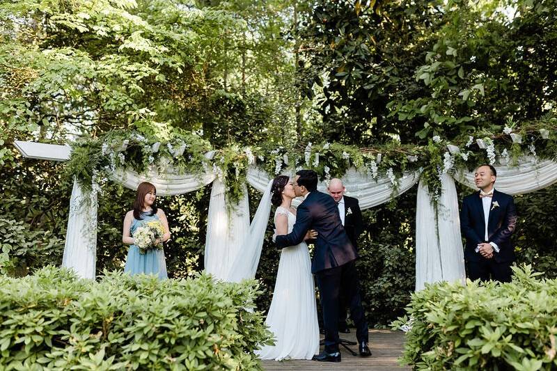 Neutral Boho Banquet Tables with Gold Details and Eucalyptus, Four Oaks  Manor, North Georgi…