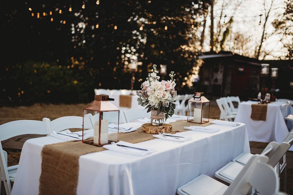 Neutral Boho Banquet Tables with Gold Details and Eucalyptus, Four Oaks  Manor, North Georgi…