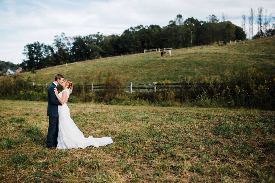 Newlyweds kiss