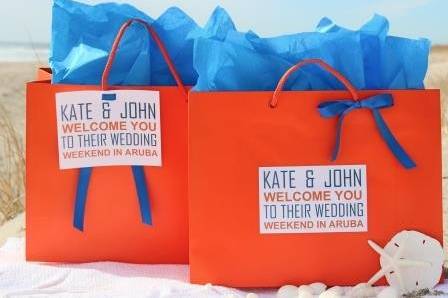 Beach-themed welcome bag