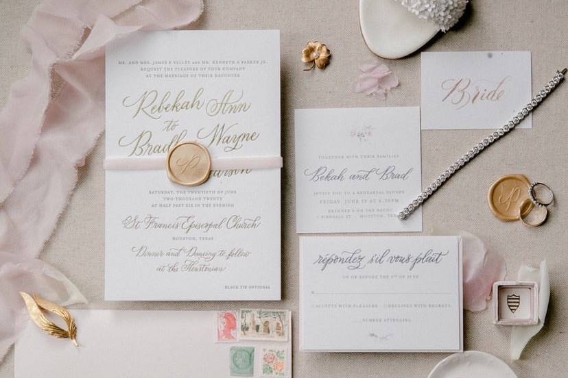 Gold foil stamped invitation