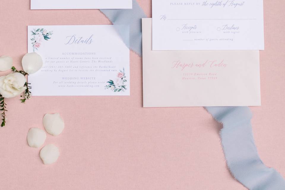 Delicate floral invitations