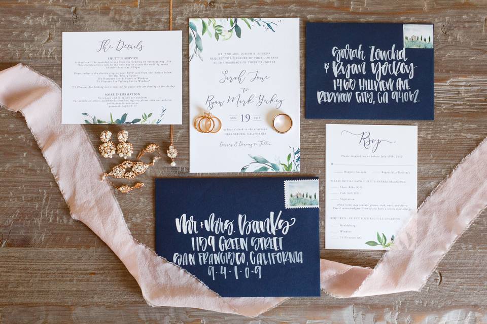 Invitations + calligraphy